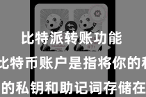 比特派转账功能  备份比特币账户是指将你的私钥和助记词存储在安全方位